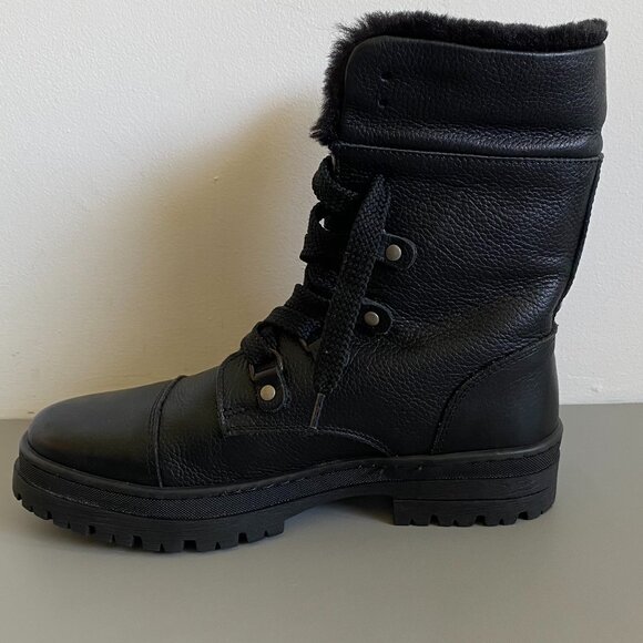 Women's Black Fur-Lined Ankle Boots - Picture 7 of 16